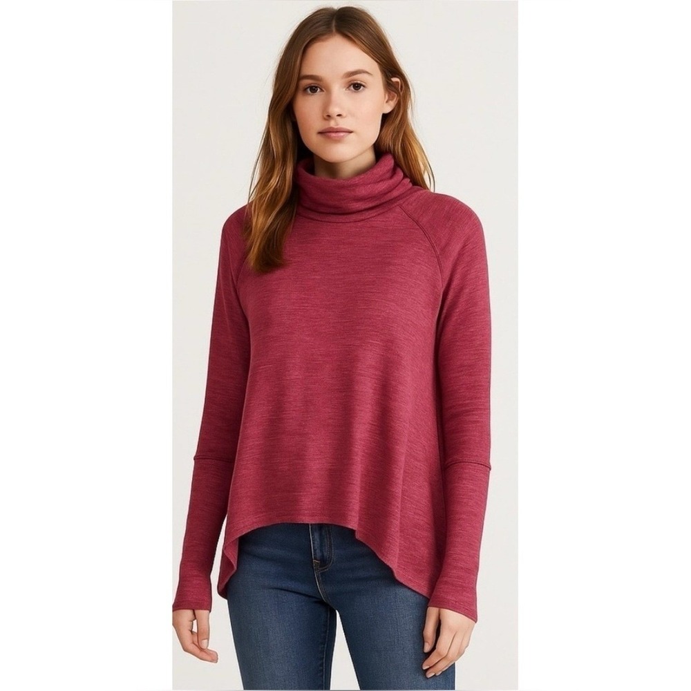 Free People Back Into It Tunic Turtleneck Red Medium Lagenlook Swester Open Back